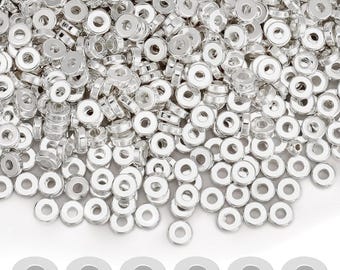 100pcs White Gold Silver Flat Disc Roundel Spacer Heishi Beads pvd Ion Plated Tarnish Reistant