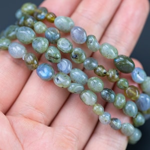 Labradorite Stretchy String Oval Bracelet Natural Gemstone Crystal Bracelets - Gemstone Nugget Bracelets Handmade Jewelry Bracelet