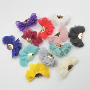 New Colors! BEAUTIFUL Ruffled Fan Tassels on Brass Findings. Perfect for earrings or pendants! 2 pairs per order- 1x1.5 inches