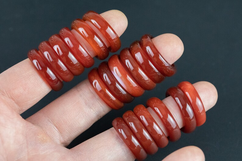 Carnelian Ring Carnelian rings - Natural Real Carnelian Chakra Healing Stone Ring Size 7 Approx. Pre-Charged 