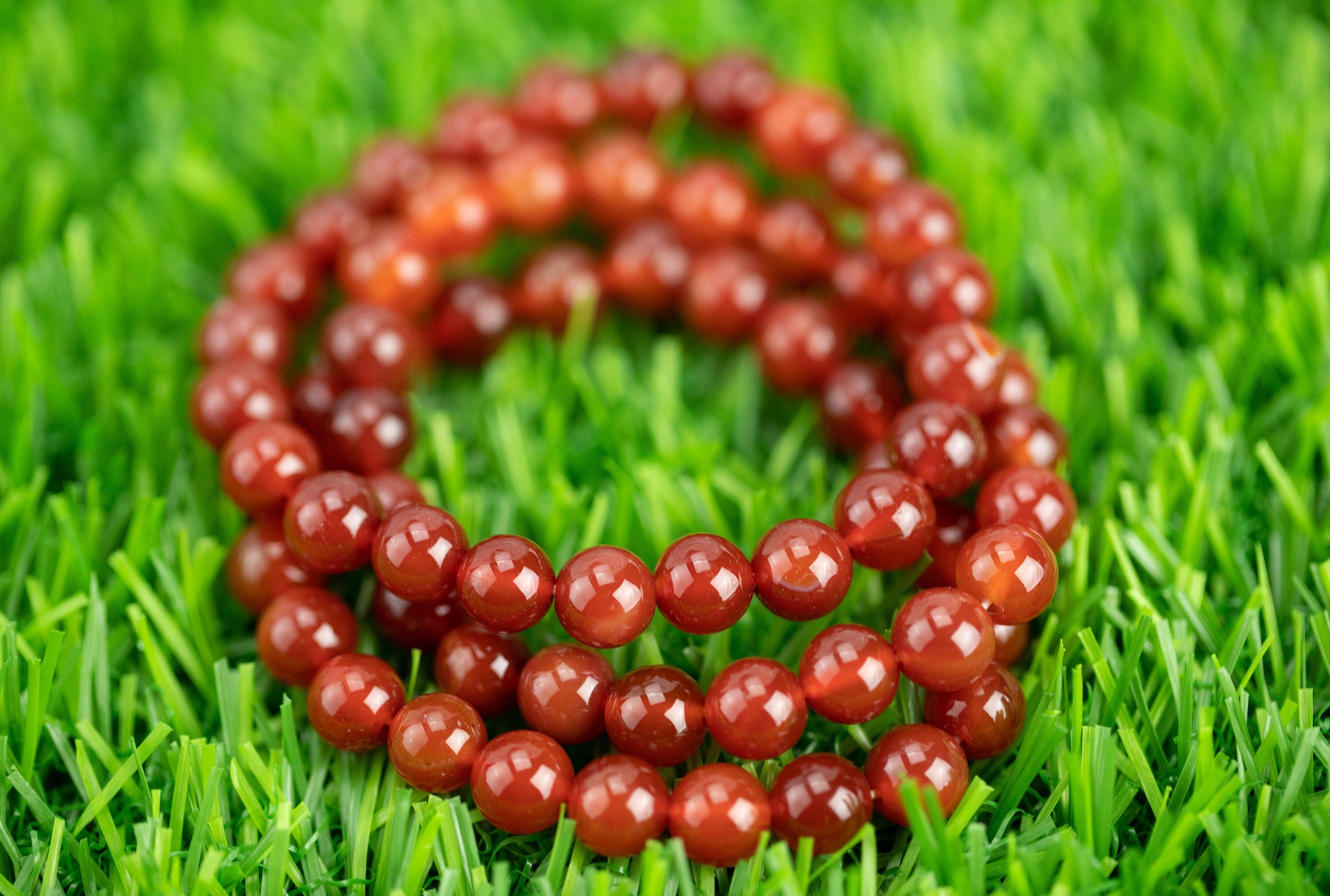 Bracciale elastico in vera corniola vera perla rotonda naturale / 8 mm