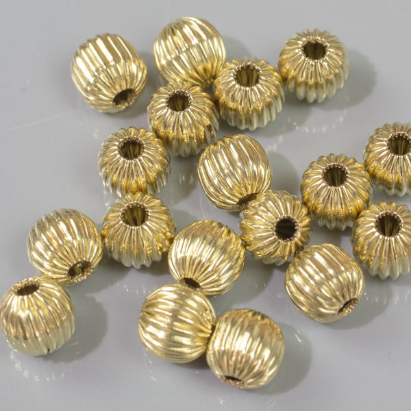 Corrugated SOLID BRASS Round Beads All Sizes