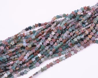 Natural Indian Agate Fancy Agate Beads 6mm Star Shaped Real Gemstone 15" Strand Smooth Gemstone Beads
