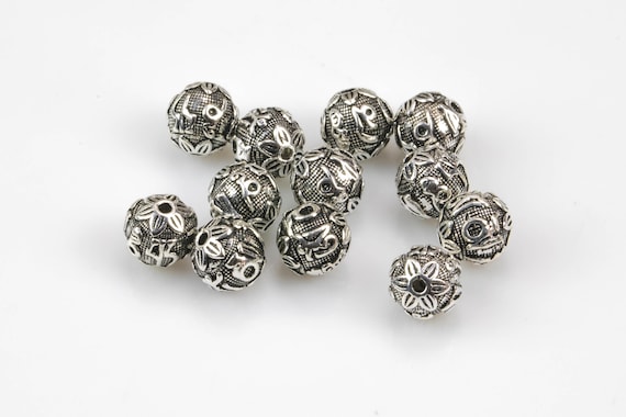 Round Buddhist Prayer Beads 925 Bali Sterling Silver per Order
