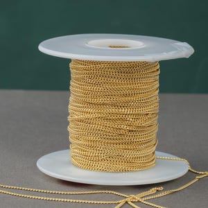 Gold Filled Flat Curb Chain 2.2mm- Wholesale - By the Foot- Made in USA Permanent Jewelry Chain
