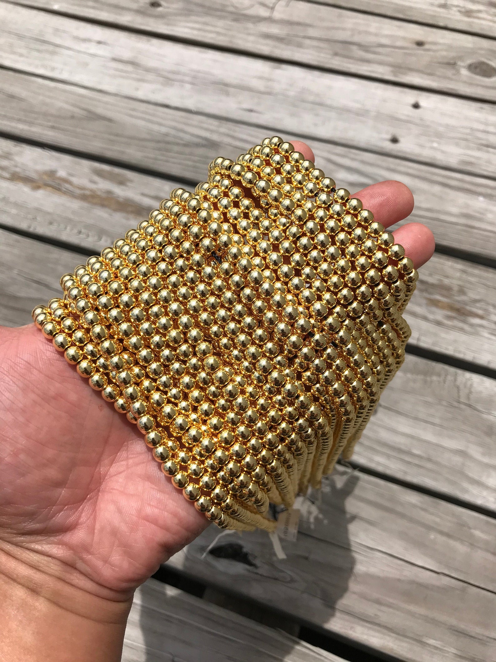 14kt THICK GOLD COATED Hematite Smooth Round 2mm 3mm 4mm 6mm 8mm 10mm Very High Quality Gold