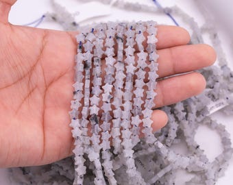 Natural Tourmalinated Quartz Beads 6mm Star Shaped Real Gemstone 15" Strand Smooth Gemstone Beads