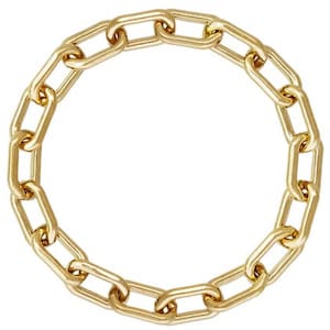 May include: A gold chain necklace with a thick, oval-shaped link design.