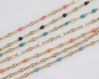 PVD Edelstahl Emaille Kette für permanente Schmuck Schüttware, PVD Edelstahl Überzug Großhandel lose Kette Schmuck
