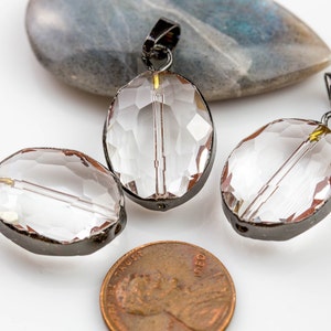 Clear Crystal Wrapped In Gunmetal Pendants- Medium Size 12*16mm/16*20mm