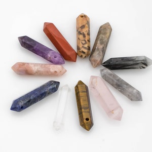 1 Pc NATURAL Double Pointed Top Drilled- Assorted Gemstone--Perfect for Jewelry--- Average size 35-50mm