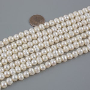 6-7mm Natural Freshwater Pearls - Off Round 1 Full Strand