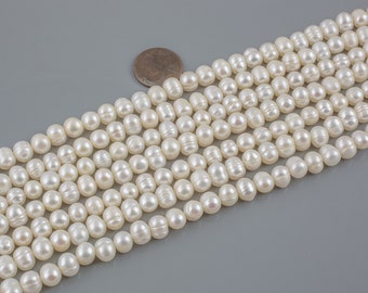 6-7mm Natural Freshwater Pearls - Off Round 1 Full Strand