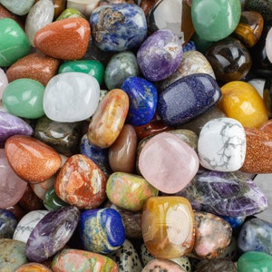 Premium One Pound Crystal Crystals Medium Tumbled Stones Beautiful Mix Chakra Stones Natural Carnelian Rose Quartz Green Aventurine - 1 lb