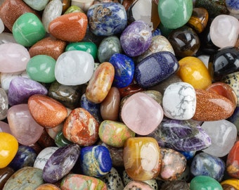 Premium One Pound Crystal Crystals Medium Tumbled Stones Beautiful Mix Chakra Stones Natural Carnelian Rose Quartz Green Aventurine - 1 lb