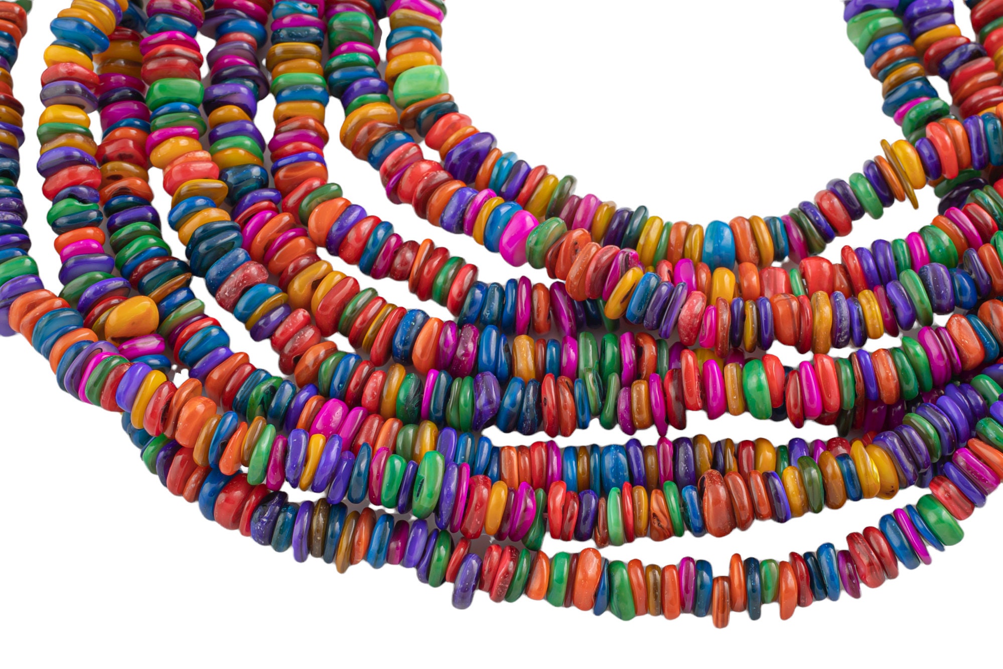 Seashell Rondells Mother of Pearl Roundel Rondelle Shell Chips Beads - Around 8mm ...