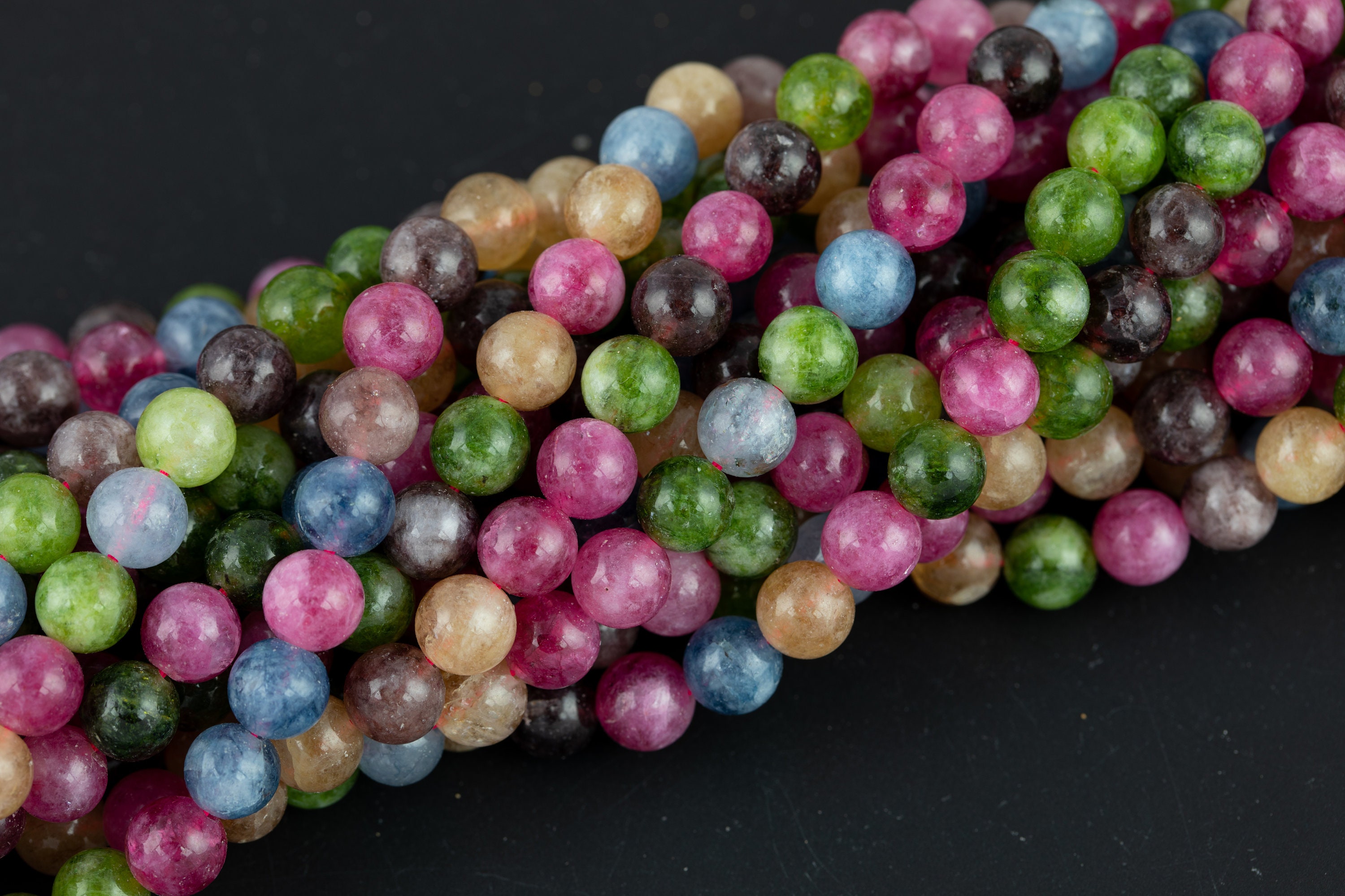 Tourmaline Jade Beads Smooth Round 6mm 8mm 10mm Full Strand Etsy