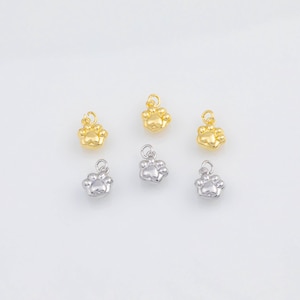 18K Gold PVD 22k  3d paws charm dog cat paw animal 8x10mm charm  pendant  charms - Tarnish Resistant