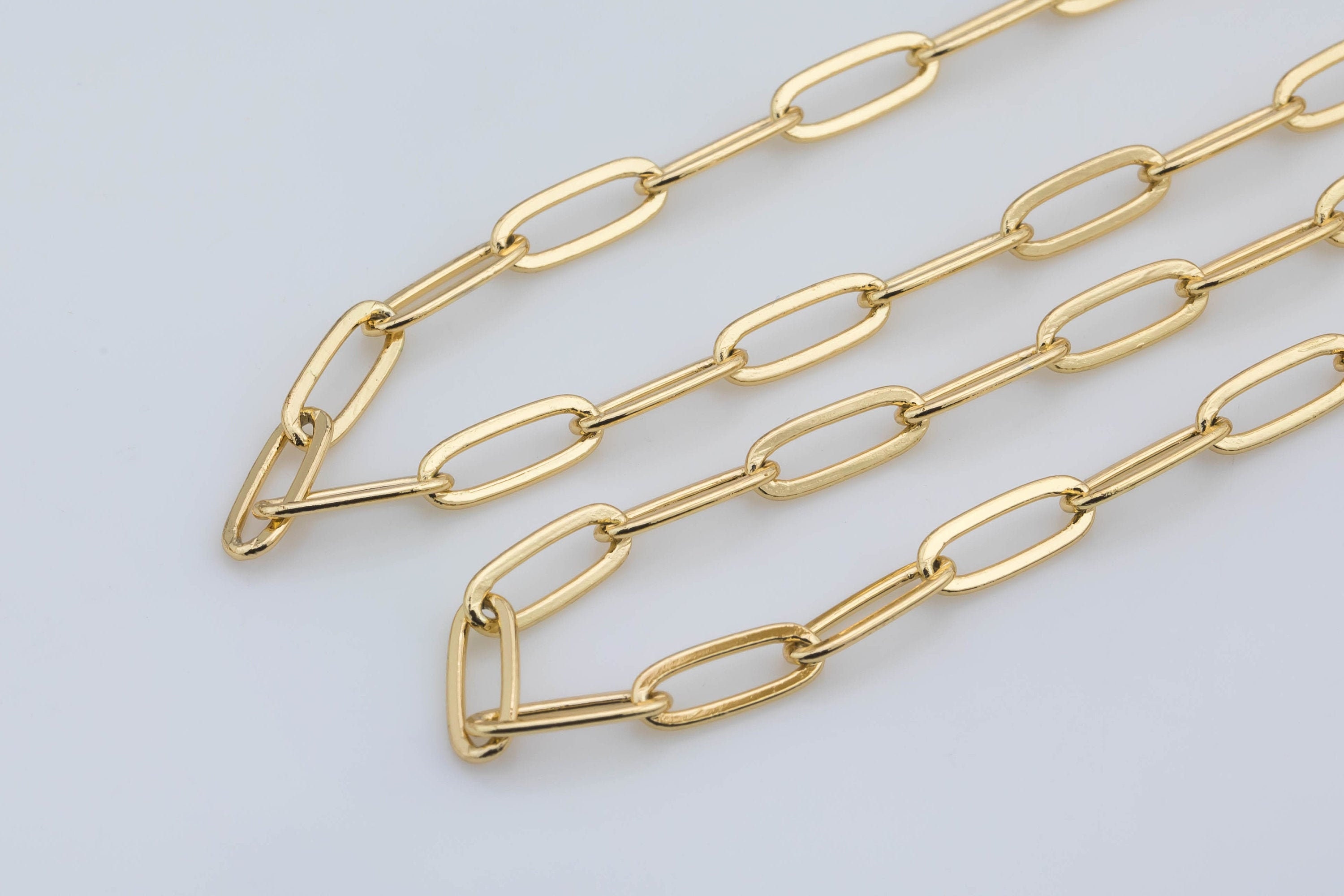18k Gold Filled Paper Clip Chain by the Yard 4x11mm Unfinished Etsy