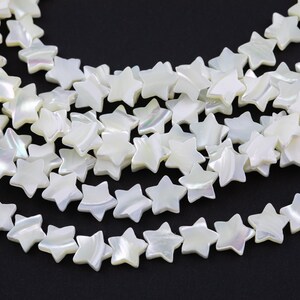 Iridescent White Mother of Pearl MOP Shell Star Beads 6mm to 12mm 15.5'' Strand image 4