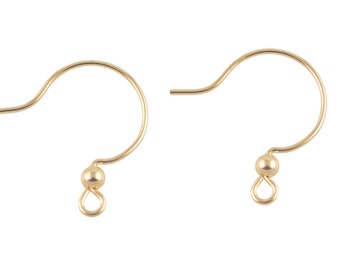 Gold Filled Earring Fish Hook Fishhook Wire Earwire 20mm - 14/20 Gold Filled- USA Product- 2 pcs per order