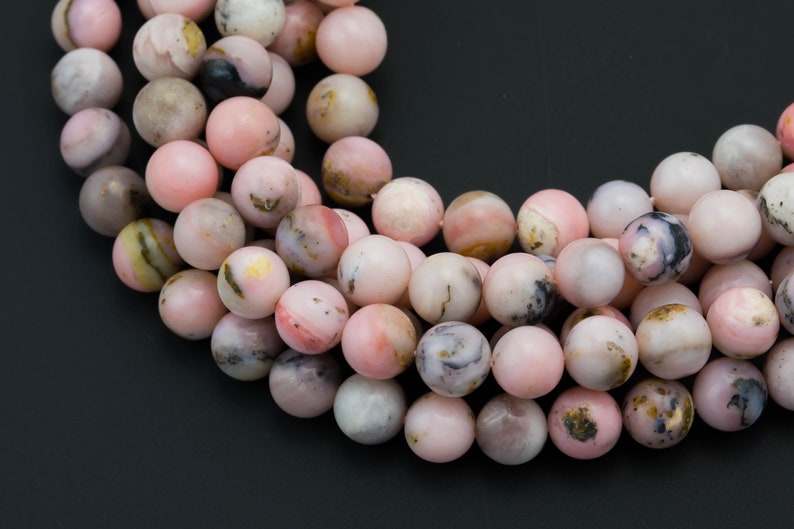 Full 15.5 15.5 inch strands Smooth Gemstone Beads Dark Round Natural 8mm ZEBRA PINK OPAL Beads