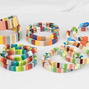 Stretchy Bracelet- Mixed Multicolor Multi Colors - 7-7.5- Wholesale Pricing Enamel  Beads