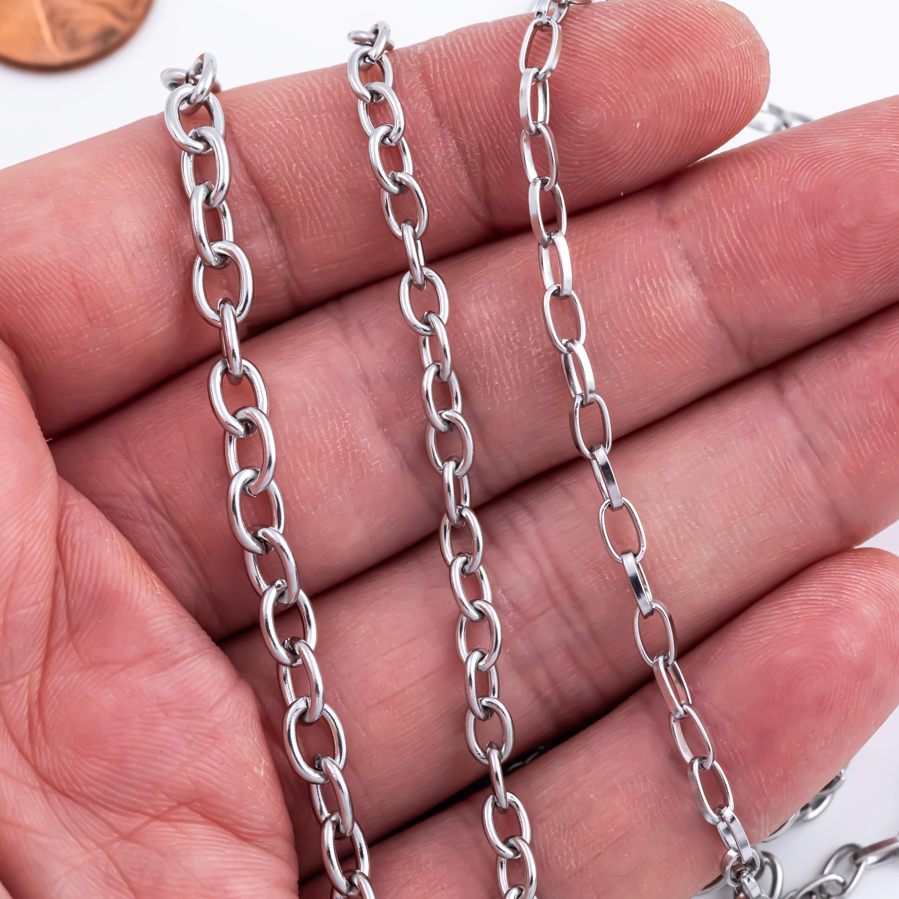 【新品未使用】US三軒茶屋 Oval Link Wallet Chain Stainless Steel Oval Chain 4x6mm - Yard or Full Spool - High