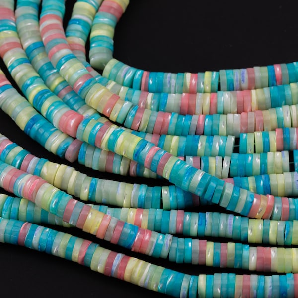AAA Multi Color Mother of Pearl 4mm 6mm 8mm Heishi Beads 15.5" Strand Shell Beads