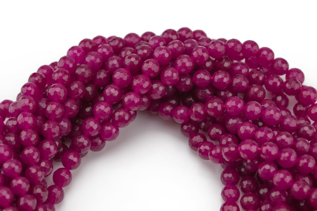 Fusia Berry Ruby Jade- Faceted Round 4mm 6mm 8mm 10mm 12mm - Single or ...