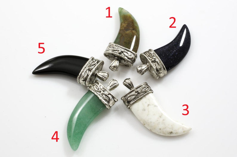 Assorted Gemstone Horns With Antique Silver Cap Etsy