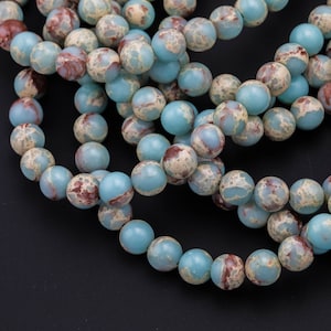10 Perles En Pierre Naturelle - Jaspe Aqua Terra - Boules 4mm - DIY Création Bijoux