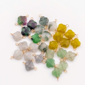 USA Gold Filled Permanent Jewelry Faceted Gemstone Clover Flower Connector or Charm- 1420 Gold Filled or 925 Sterling Silver- 8mm