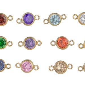 4mm 14/20 Gold Filled or Sterling Silver Add-On Birthstone Made in USA Real 14k Gold Filled Charm and Connector