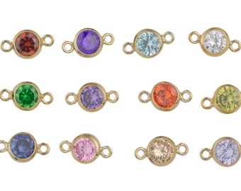 4mm 14/20 Gold Filled or Sterling Silver Add-On Birthstone Made in USA Real 14k Gold Filled Charm and Connector