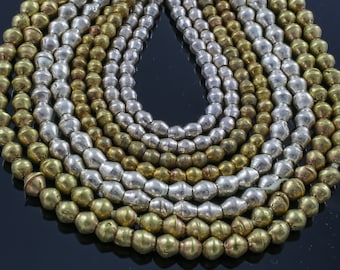 Authentic Ethiopian Brass Beads, Bicone  Small Sizes, Full 31 inch long strands. 31"