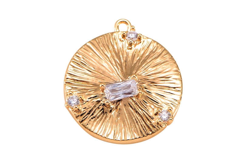 2pc 18k Gold Filled Star Cubic Zirconia Coin Pendant Pave CZ North Star Pendant Jewelry Making 15mm 2 pcs per order
