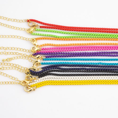 Enamel Chain Box Chain Necklace Enamel Pop Chain Necklaces Etsy
