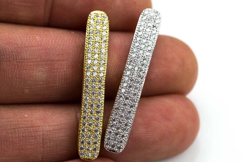 Cubic Zirconia Rhinestone Pave Tubes 6*36mm cz Flat tube bar