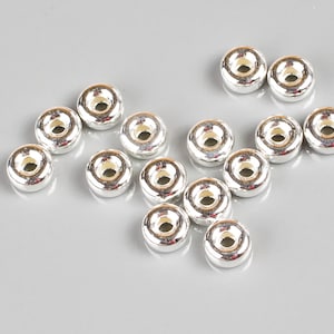 925 Sterling Silver Beads Roundel Rondelle ALL SIZES 3mm, 4mm, 5mm, 6mm, 7mm, 8mm, 10mm Sterling silver Rondelle Roundel Beads Real 925 SS image 2