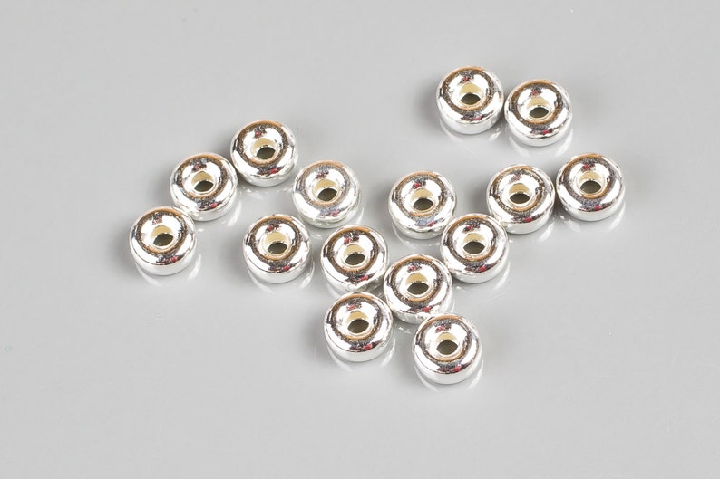 925 Sterling Silver Beads Roundel Rondelle ALL SIZES 3mm, 4mm, 5mm, 6mm, 7mm, 8mm, 10mm Sterling silver Rondelle Roundel Beads Real 925 SS image 2