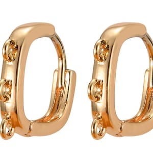 4 pcs 18kt Gold  one touch w/ open link Hoop earring making, 11mm, Nickel free Lead Free for Earring Charm Making Findings