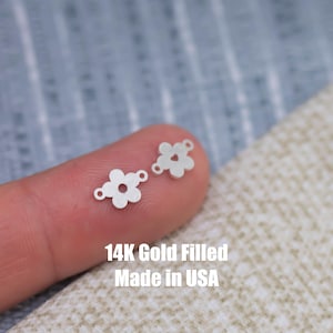 Daisy Flower Connector - 14Kt Gold Filled Sterling Silver - Flower Connectors - Permanent Jewelry Supply- 1x or 25x pieces- Wholesale