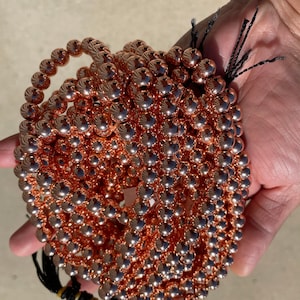 Rose Gold Hematite Smooth Round - 6mm, 8mm, 10mm - Very High quality gold plating / coating