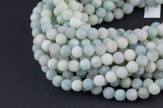 Natural WHOLESALE Matte Aquamarine Beads 6mm and 8mm in Round