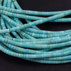 Magnesite Turquoise Heishi Discs Beads 2x4mm 3x6mm 15.5&quot; Strand