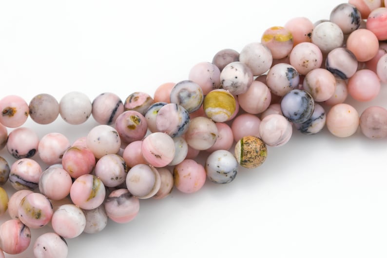 Full 15.5 15.5 inch strands Smooth Gemstone Beads Dark Round Natural 8mm ZEBRA PINK OPAL Beads