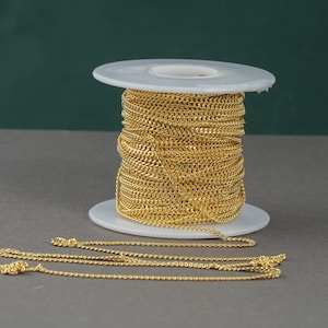 Gold Filled Satellite 1.5mm Curb half Round Chain, Wholesale, USA Made, Chain by foot Permanent Jewelry Chain