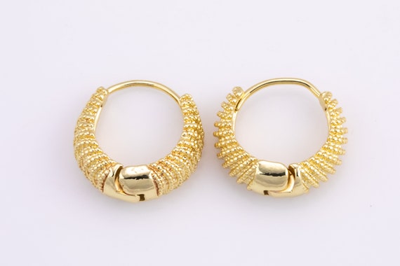 2 Pcs Gold Hoop Earring Tear Style Hoop Earring 14K Gold Statement