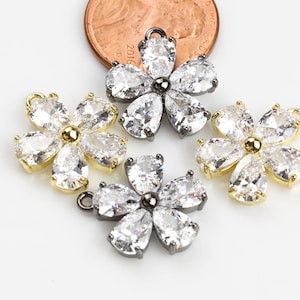 Flower CZ Marque Pave-Charm- 15mm